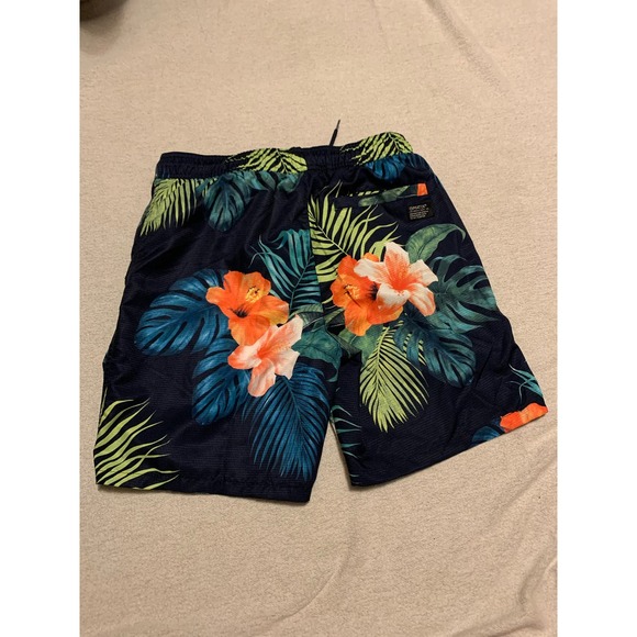 Matix Blue Hawaiian Floral Pockets NWOT Small Mens Swim Trunks Shorts - Picture 2 of 8